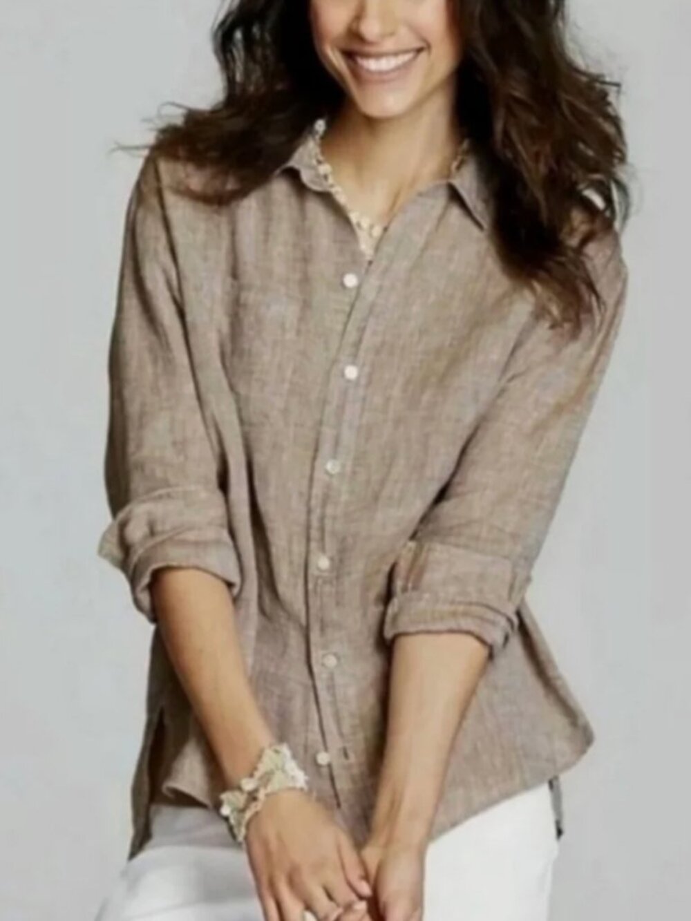 J.Jill Love Linen Essential Button Down Shirt Petite Size XS